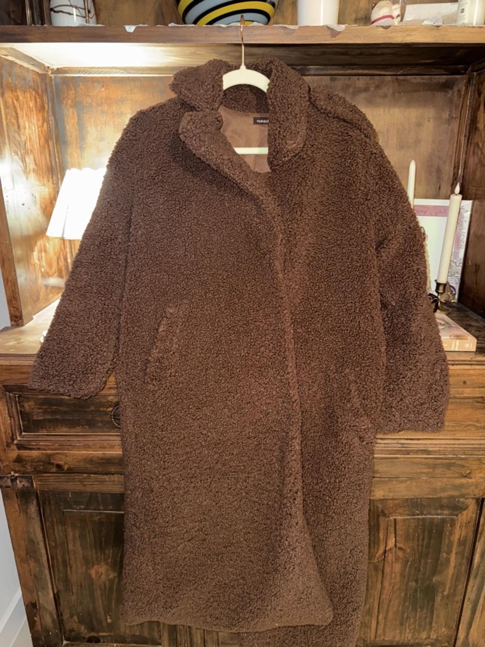naked wardrobe Brown Teddy Coat - Plush Longline Jacket